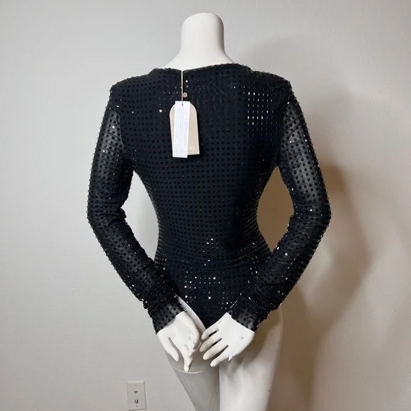 NWT Meshki Kennan Square Diamanté Bodysuit size Medium - Picture 8 of 11